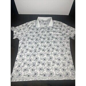 Bonobos Golf Polo Shirt Mens 2XL XXL Slim Short‎ Sleeve Black White Floral